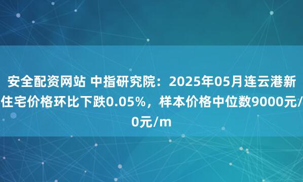 安全配资网站 中指研究院：2025年05月连云港新建住宅价格环比下跌0.05%，样本价格中位数9000元/m